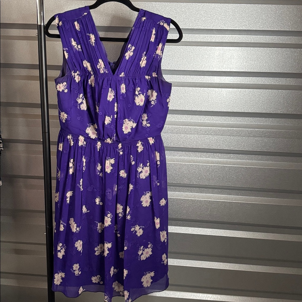 Anna Sui Purple Silk Floral Dress, Size 6
